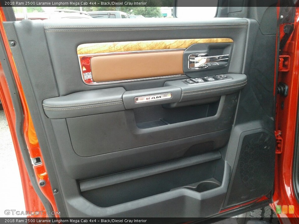 Black/Diesel Gray Interior Door Panel for the 2018 Ram 2500 Laramie Longhorn Mega Cab 4x4 #128417626