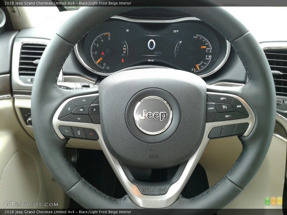 Black/Light Frost Beige Interior Steering Wheel for the 2018 Jeep Grand Cherokee Limited 4x4 #128428516