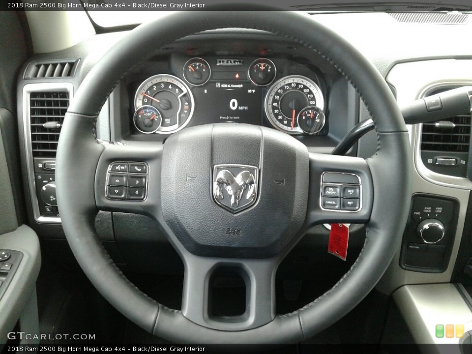 Black/Diesel Gray Interior Steering Wheel for the 2018 Ram 2500 Big Horn Mega Cab 4x4 #128555317