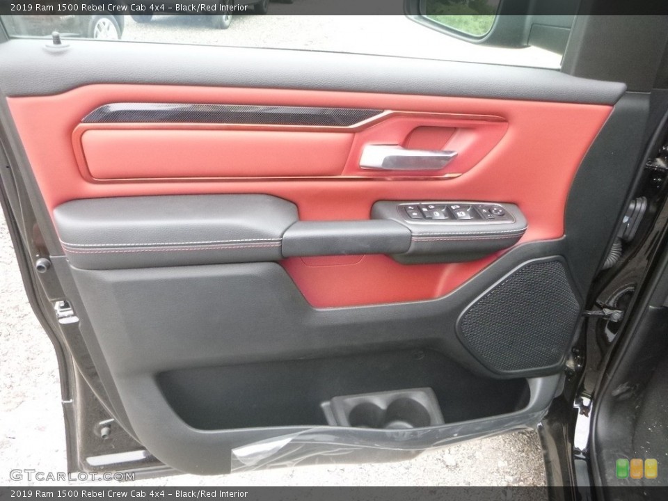 Black/Red Interior Door Panel for the 2019 Ram 1500 Rebel Crew Cab 4x4 #128555848