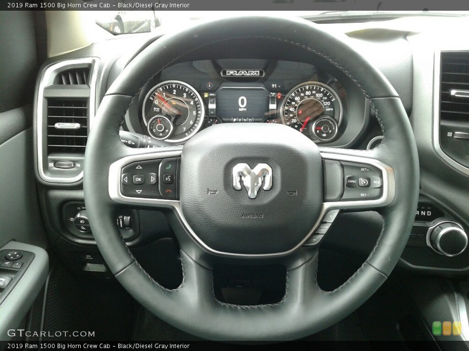 Black/Diesel Gray Interior Steering Wheel for the 2019 Ram 1500 Big Horn Crew Cab #128595370