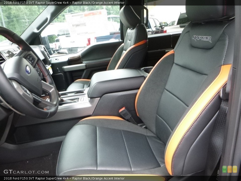 Raptor Black/Orange Accent Interior Front Seat for the 2018 Ford F150 SVT Raptor SuperCrew 4x4 #128732072