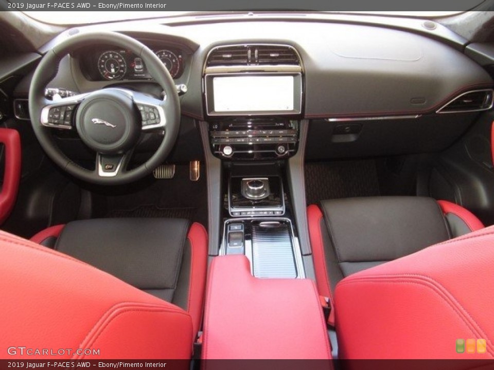 Ebony/Pimento Interior Dashboard for the 2019 Jaguar F-PACE S AWD #128735324