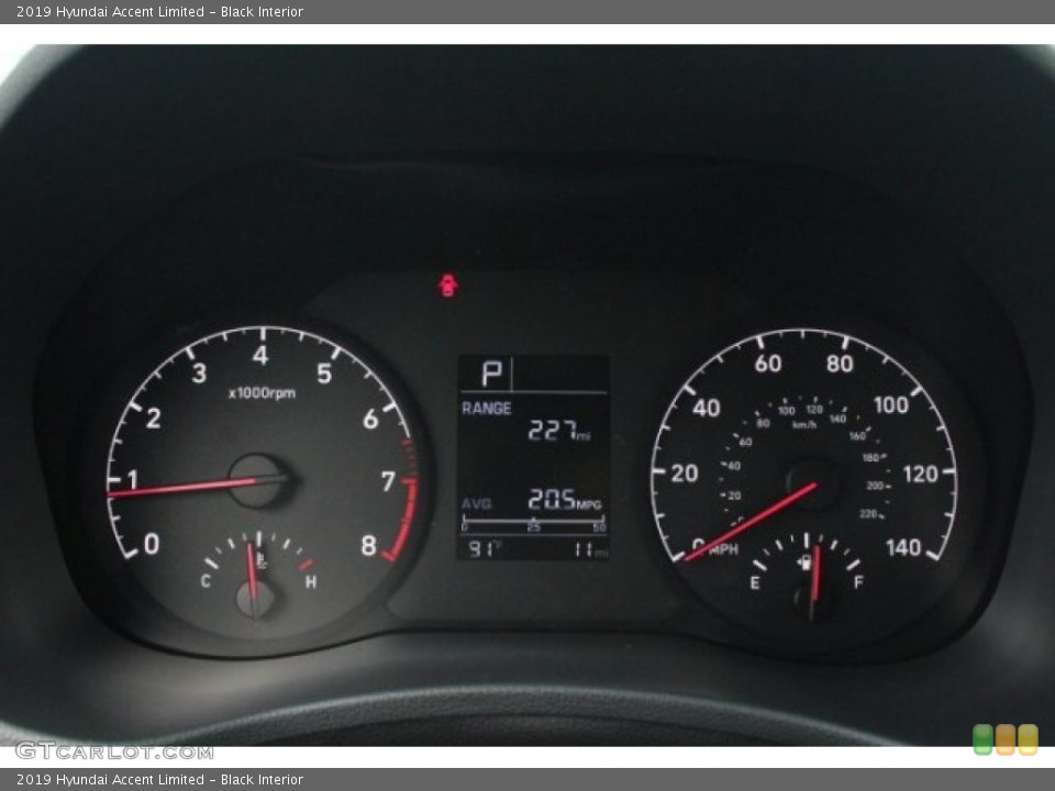 Black Interior Gauges for the 2019 Hyundai Accent Limited #128747605