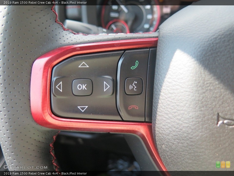 Black/Red Interior Steering Wheel for the 2019 Ram 1500 Rebel Crew Cab 4x4 #128761194