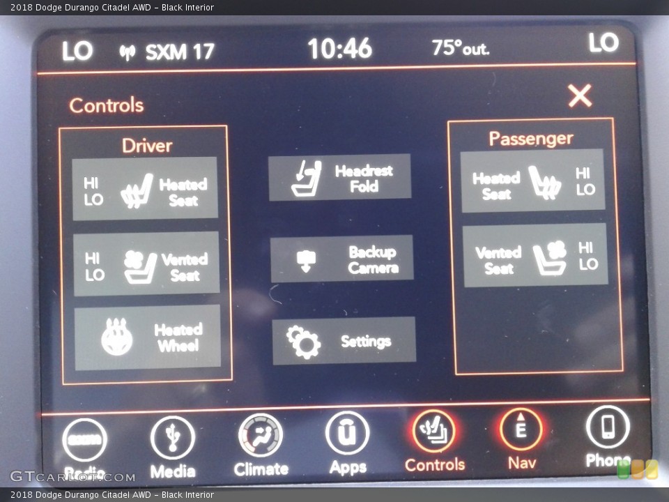 Black Interior Controls for the 2018 Dodge Durango Citadel AWD #128809995