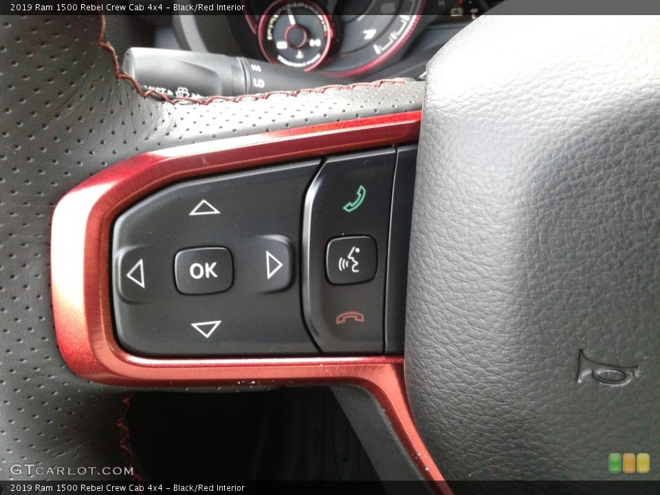 Black/Red Interior Steering Wheel for the 2019 Ram 1500 Rebel Crew Cab 4x4 #128854692