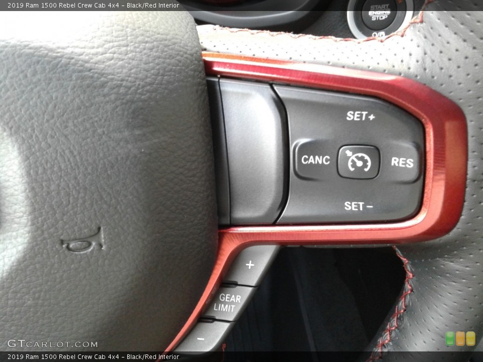 Black/Red Interior Steering Wheel for the 2019 Ram 1500 Rebel Crew Cab 4x4 #128854725