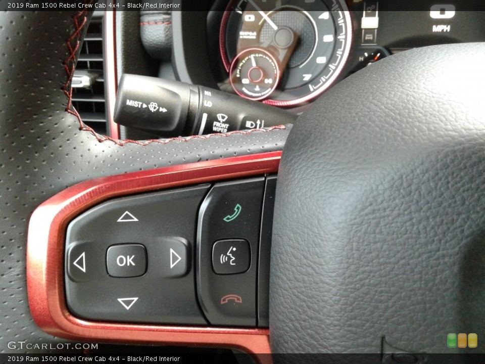 Black/Red Interior Steering Wheel for the 2019 Ram 1500 Rebel Crew Cab 4x4 #128882392