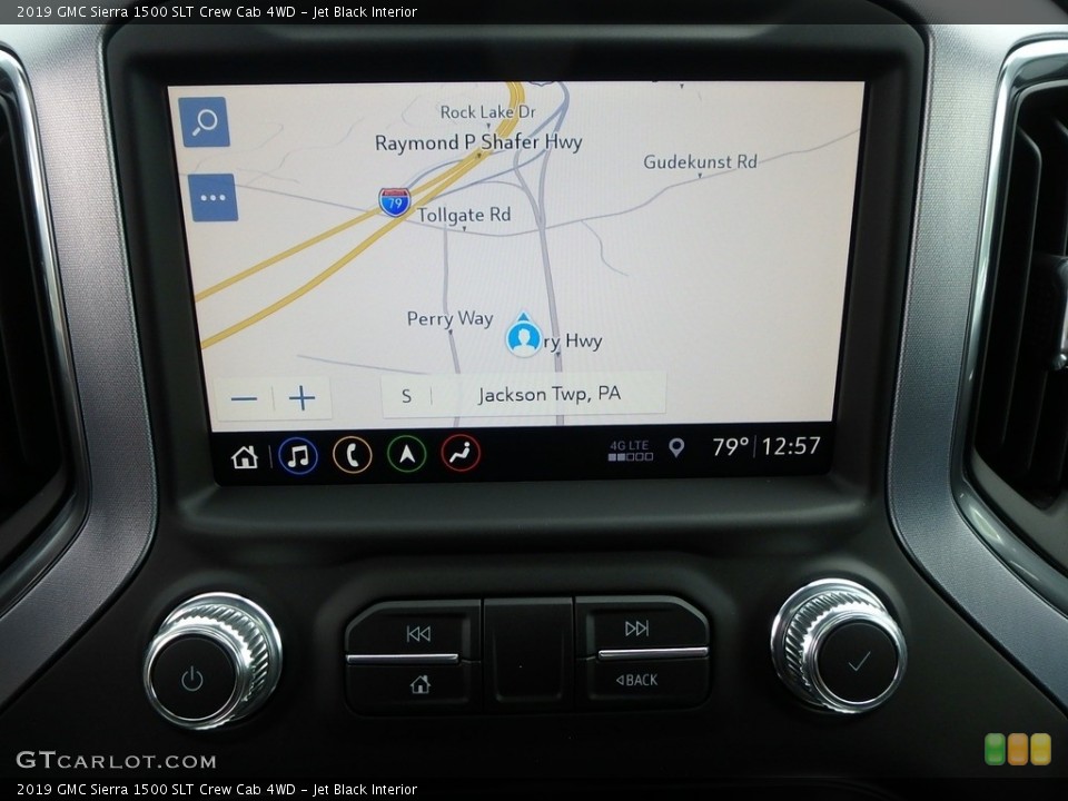 Jet Black Interior Navigation for the 2019 GMC Sierra 1500 SLT Crew Cab 4WD #128985442