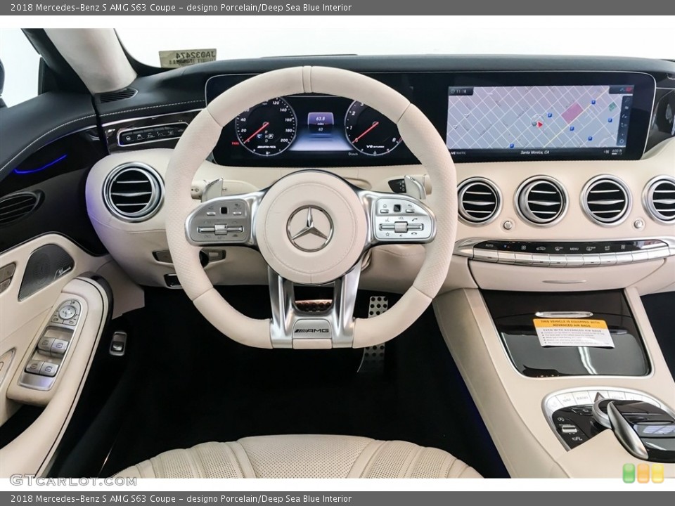 designo Porcelain/Deep Sea Blue Interior Dashboard for the 2018 Mercedes-Benz S AMG S63 Coupe #129033471