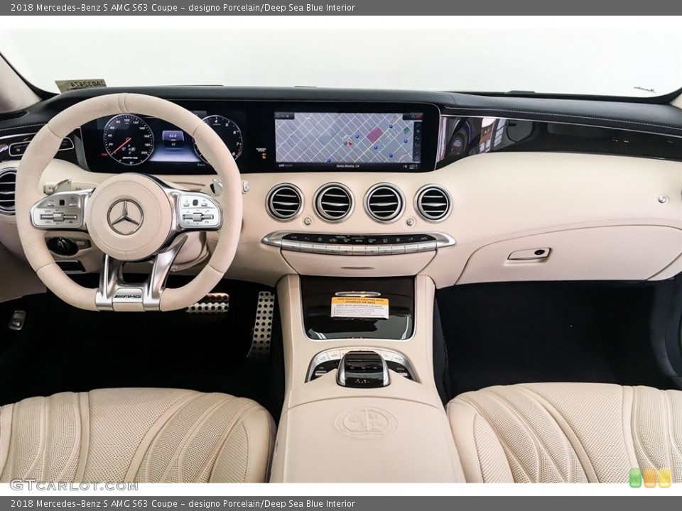 designo Porcelain/Deep Sea Blue Interior Dashboard for the 2018 Mercedes-Benz S AMG S63 Coupe #129033774