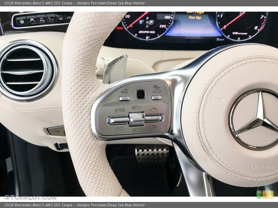 designo Porcelain/Deep Sea Blue Interior Steering Wheel for the 2018 Mercedes-Benz S AMG S63 Coupe #129033792