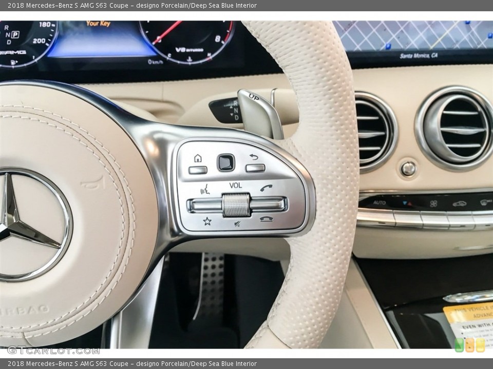 designo Porcelain/Deep Sea Blue Interior Steering Wheel for the 2018 Mercedes-Benz S AMG S63 Coupe #129033816
