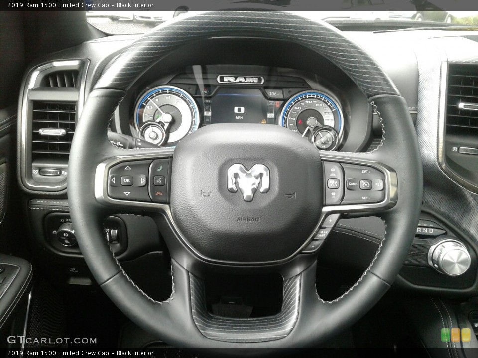 Black Interior Steering Wheel for the 2019 Ram 1500 Limited Crew Cab #129095730