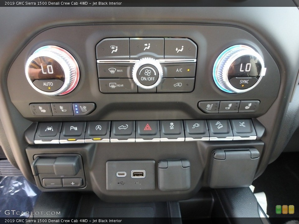 Jet Black Interior Controls for the 2019 GMC Sierra 1500 Denali Crew Cab 4WD #129100767
