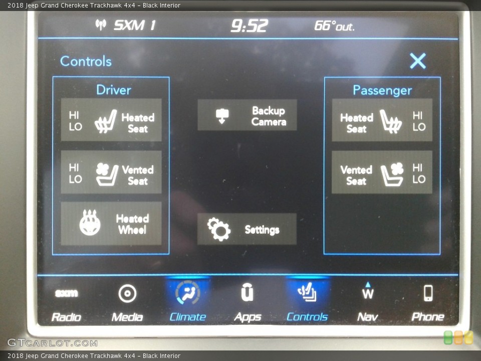 Black Interior Controls for the 2018 Jeep Grand Cherokee Trackhawk 4x4 #129124262