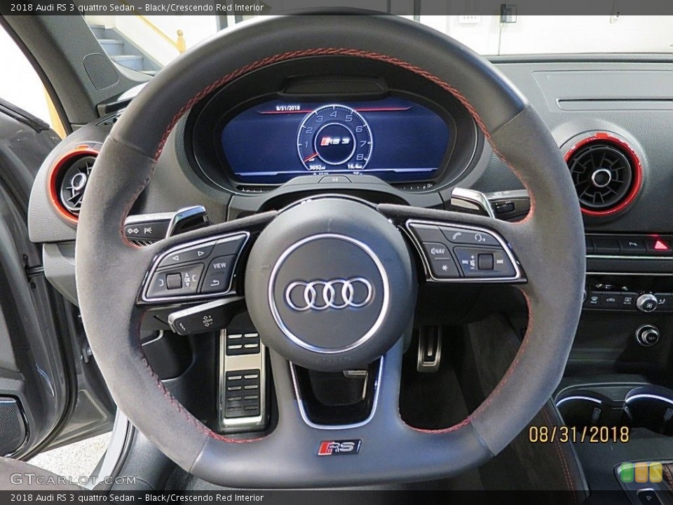 Black/Crescendo Red Interior Steering Wheel for the 2018 Audi RS 3 quattro Sedan #129148614