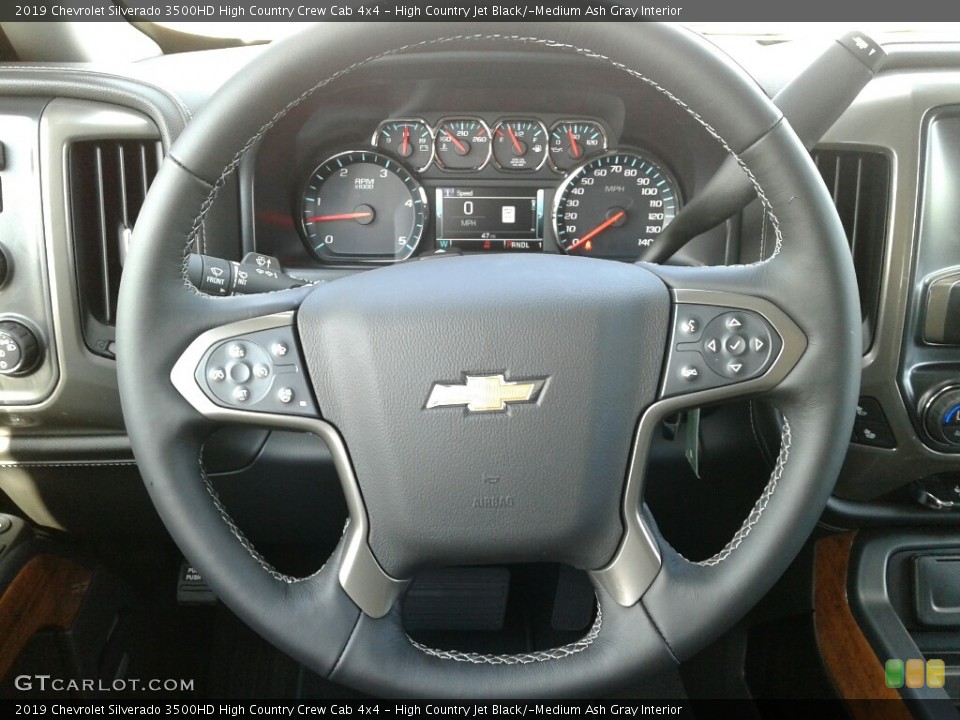 High Country Jet Black/­Medium Ash Gray Interior Steering Wheel for the 2019 Chevrolet Silverado 3500HD High Country Crew Cab 4x4 #129158424