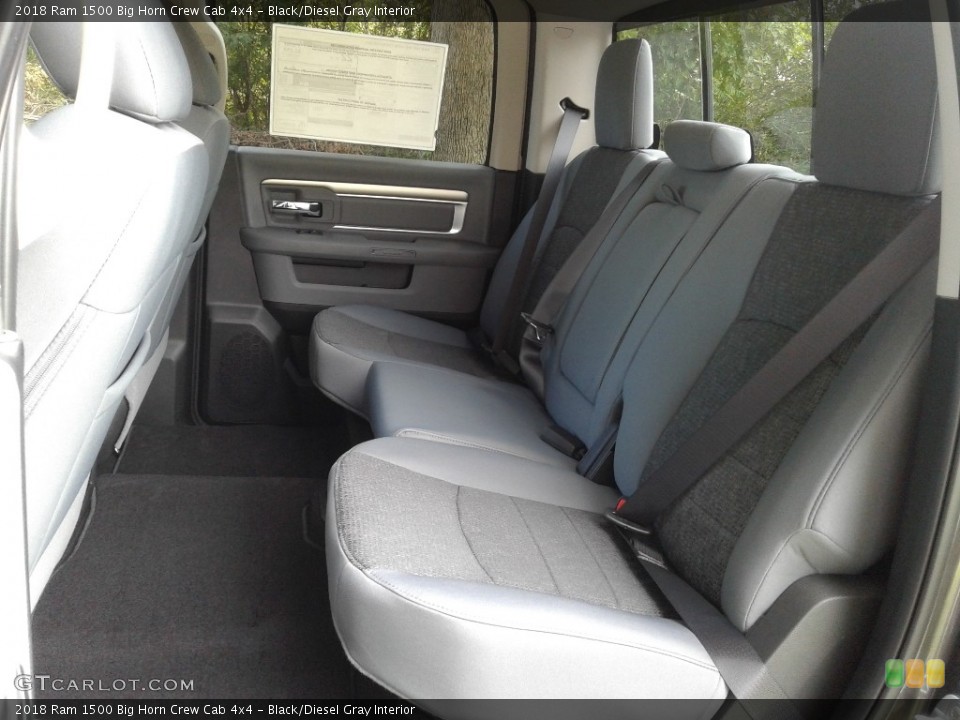 Black/Diesel Gray Interior Rear Seat for the 2018 Ram 1500 Big Horn Crew Cab 4x4 #129219577