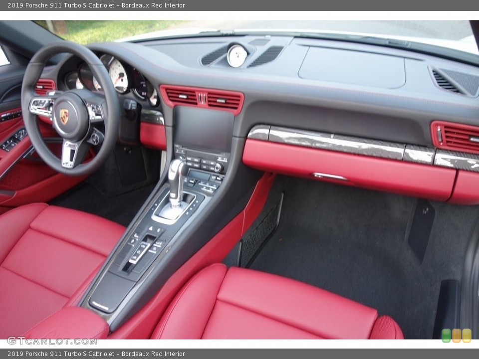 Bordeaux Red Interior Dashboard for the 2019 Porsche 911 Turbo S Cabriolet #129336610