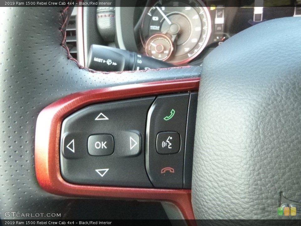 Black/Red Interior Steering Wheel for the 2019 Ram 1500 Rebel Crew Cab 4x4 #129378323