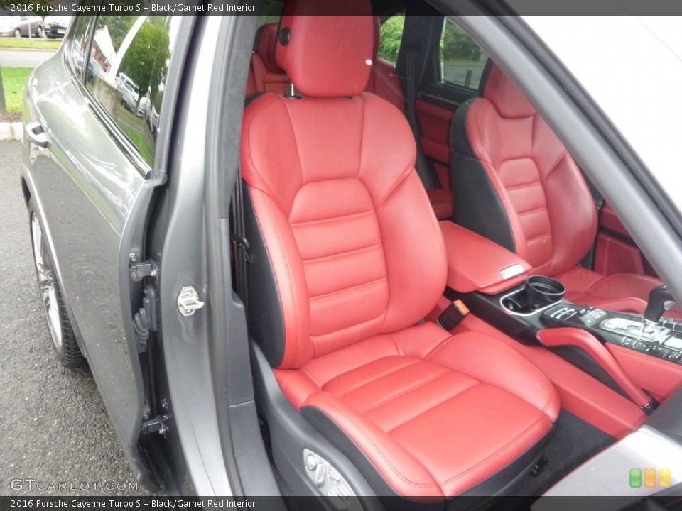 Black/Garnet Red Interior Front Seat for the 2016 Porsche Cayenne Turbo S #129390071