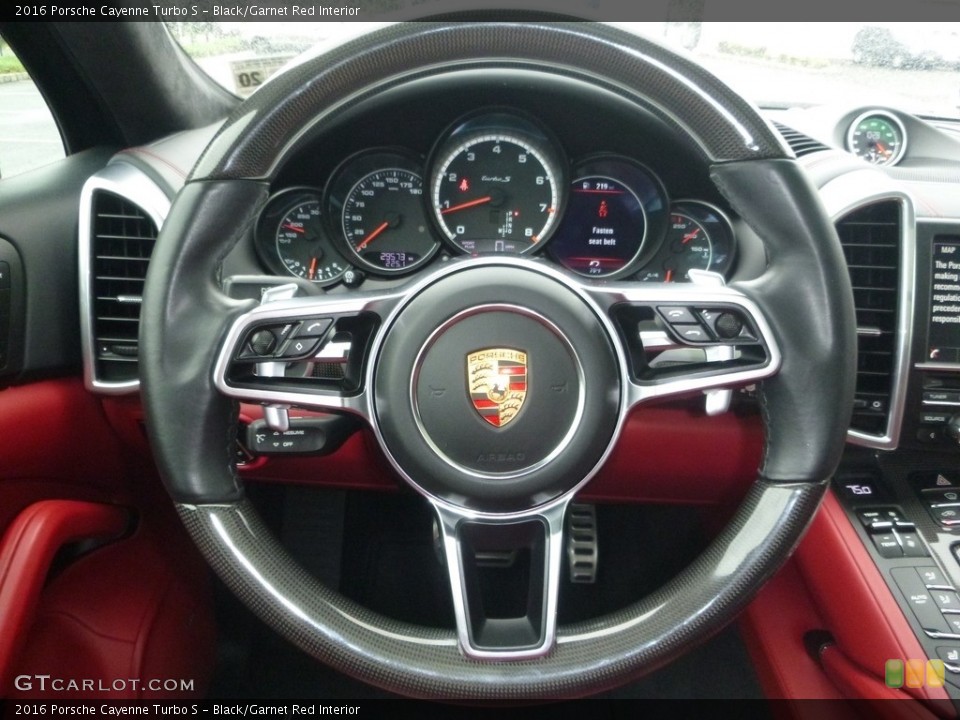 Black/Garnet Red Interior Steering Wheel for the 2016 Porsche Cayenne Turbo S #129390134