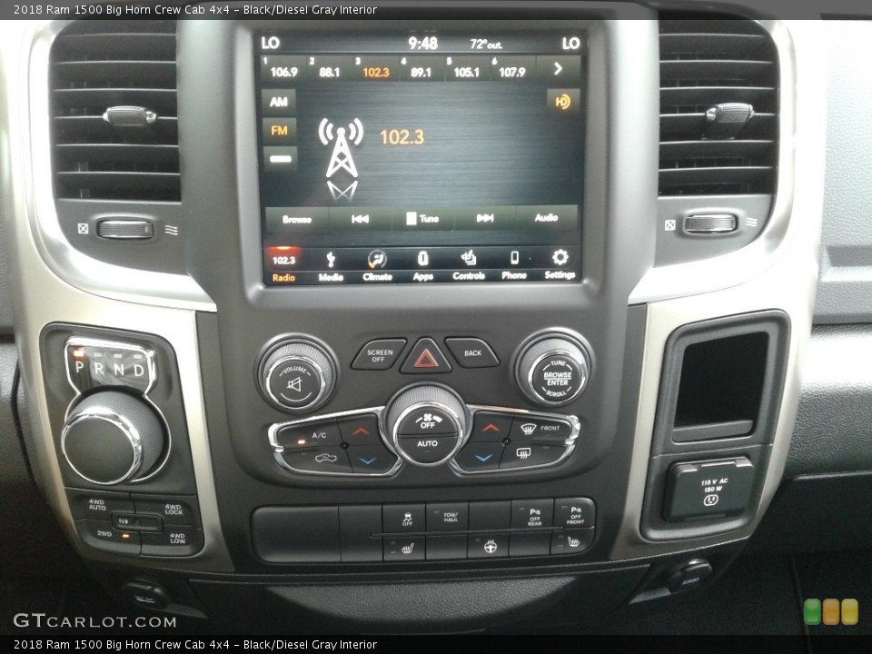 Black/Diesel Gray Interior Controls for the 2018 Ram 1500 Big Horn Crew Cab 4x4 #129428046
