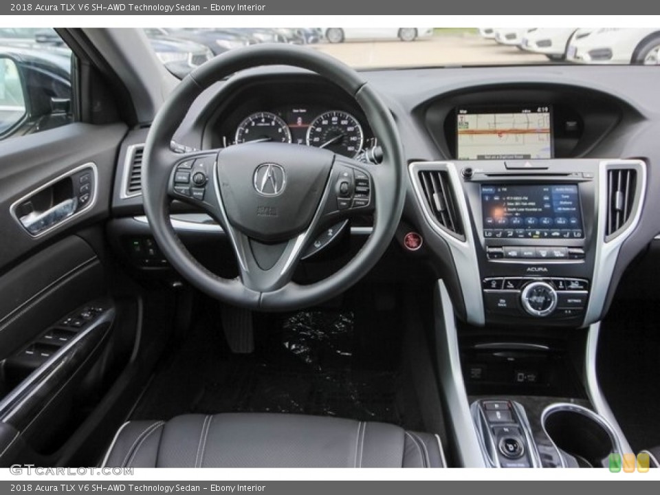 Ebony Interior Dashboard for the 2018 Acura TLX V6 SH-AWD Technology Sedan #129430227