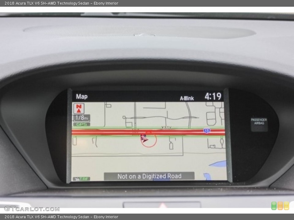 Ebony Interior Navigation for the 2018 Acura TLX V6 SH-AWD Technology Sedan #129430263