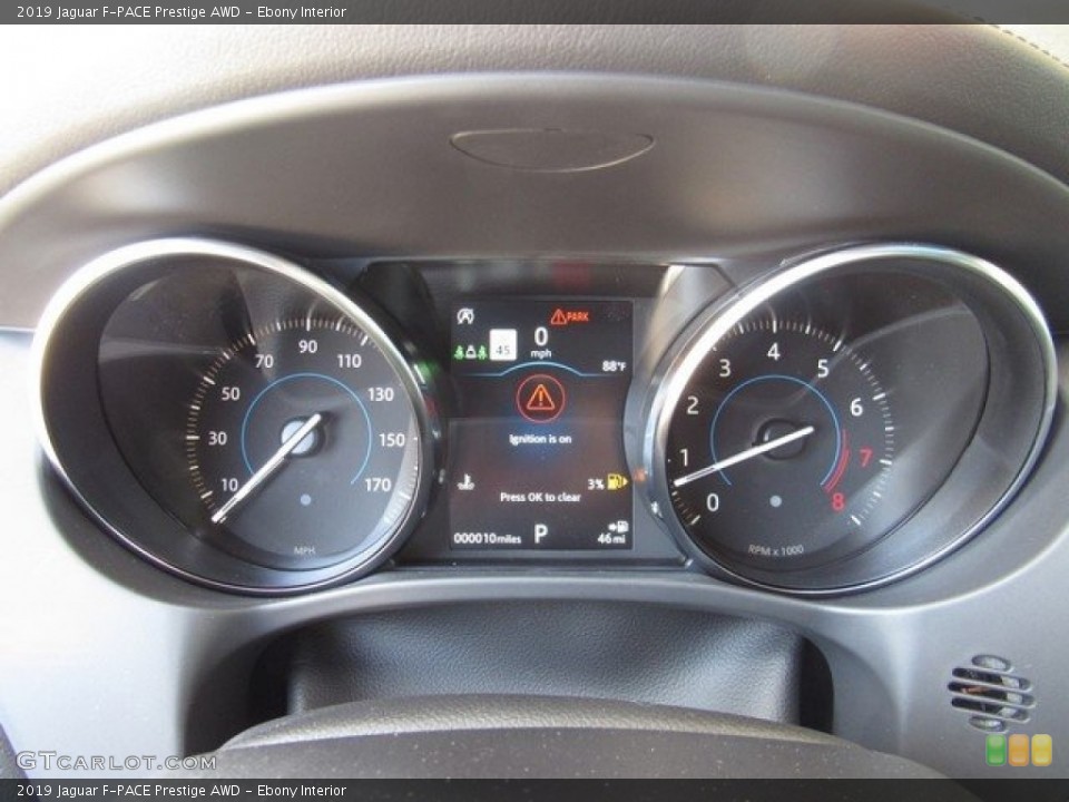 Ebony Interior Gauges for the 2019 Jaguar F-PACE Prestige AWD #129504591