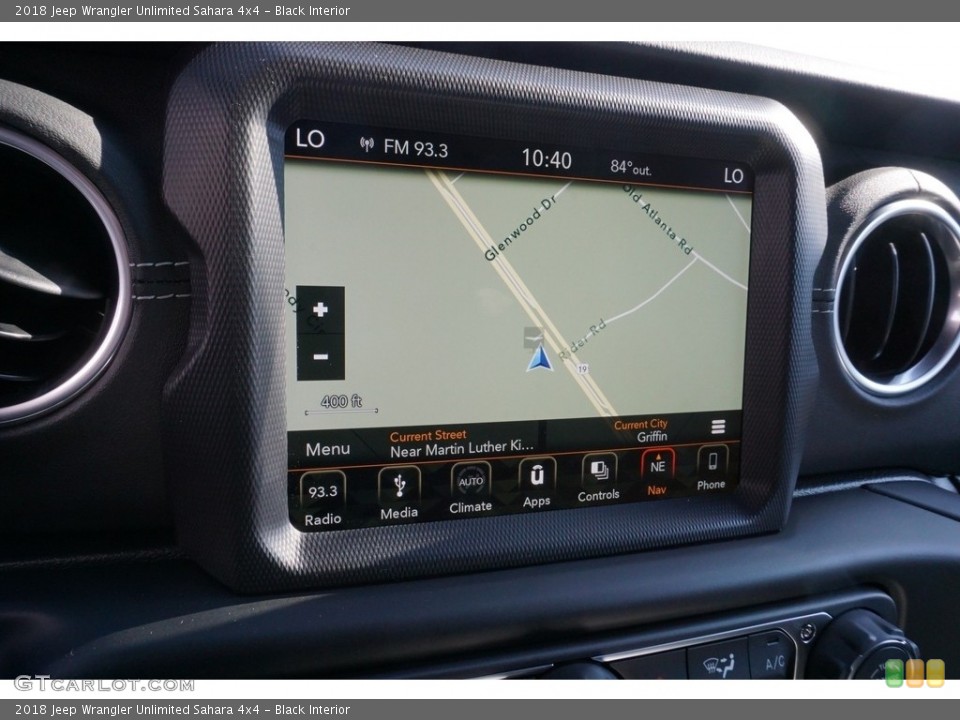 Black Interior Navigation for the 2018 Jeep Wrangler Unlimited Sahara 4x4 #129505047