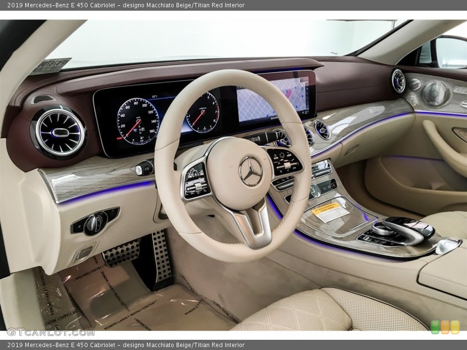designo Macchiato Beige/Titian Red Interior Photo for the 2019 Mercedes-Benz E 450 Cabriolet #129542579