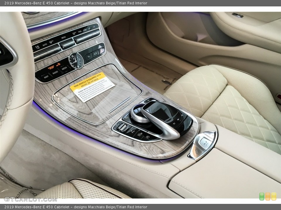 designo Macchiato Beige/Titian Red Interior Controls for the 2019 Mercedes-Benz E 450 Cabriolet #129542633