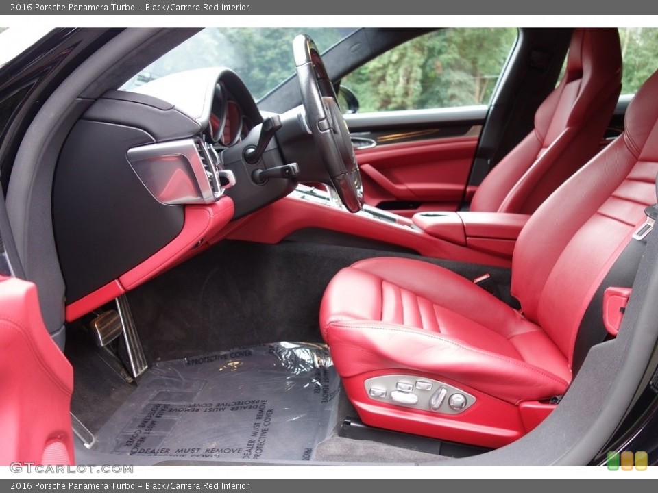 Black/Carrera Red Interior Front Seat for the 2016 Porsche Panamera Turbo #129547328