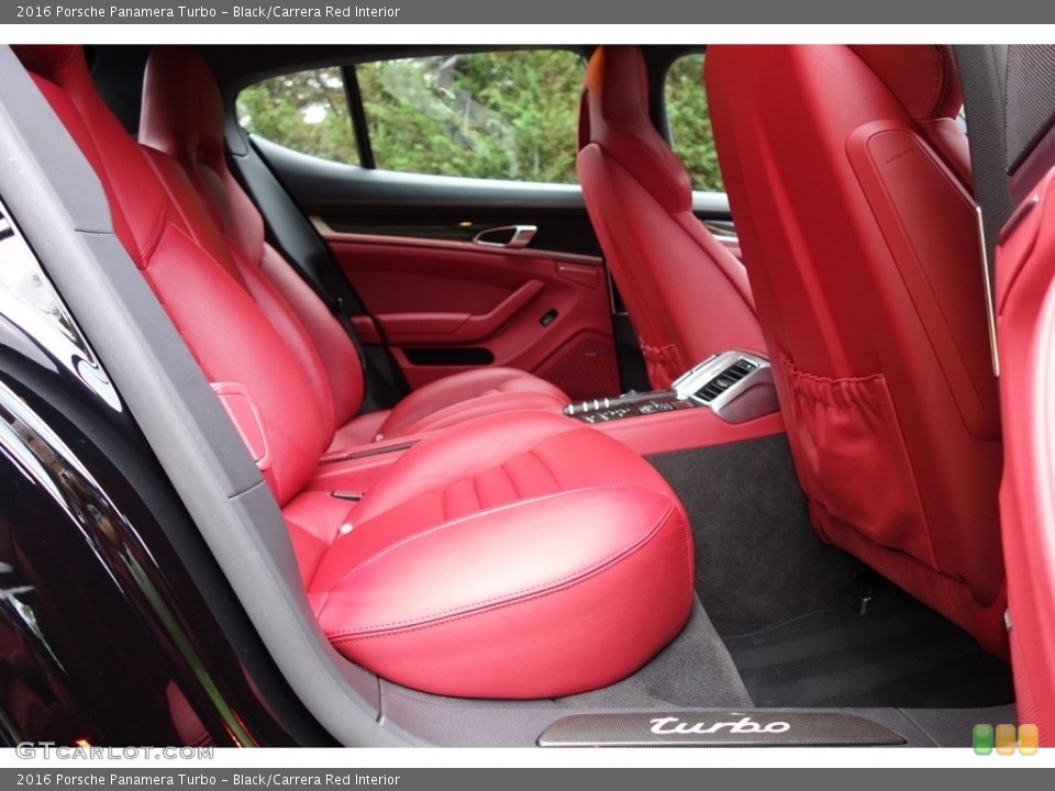 Black/Carrera Red Interior Rear Seat for the 2016 Porsche Panamera Turbo #129547502