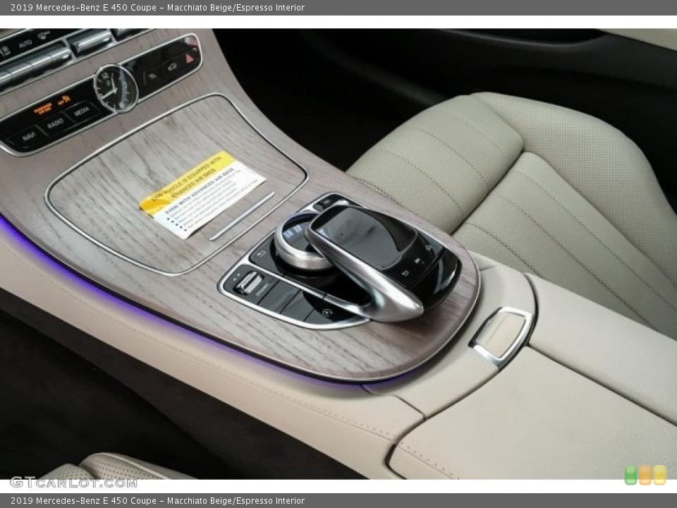 Macchiato Beige/Espresso Interior Controls for the 2019 Mercedes-Benz E 450 Coupe #129547613