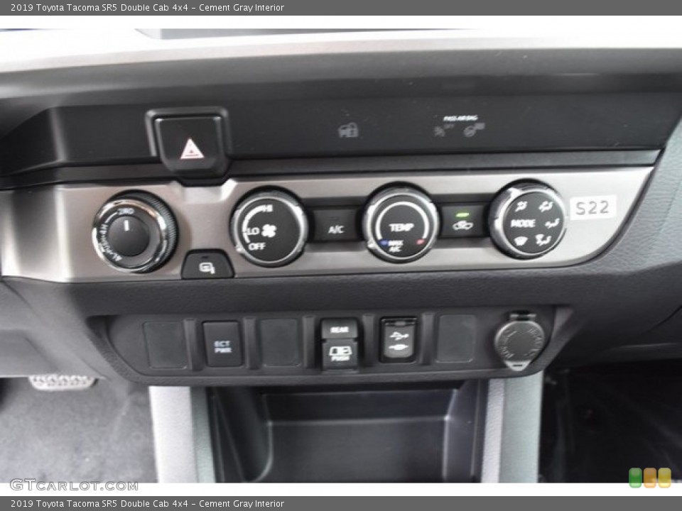 Cement Gray Interior Controls for the 2019 Toyota Tacoma SR5 Double Cab 4x4 #129574662