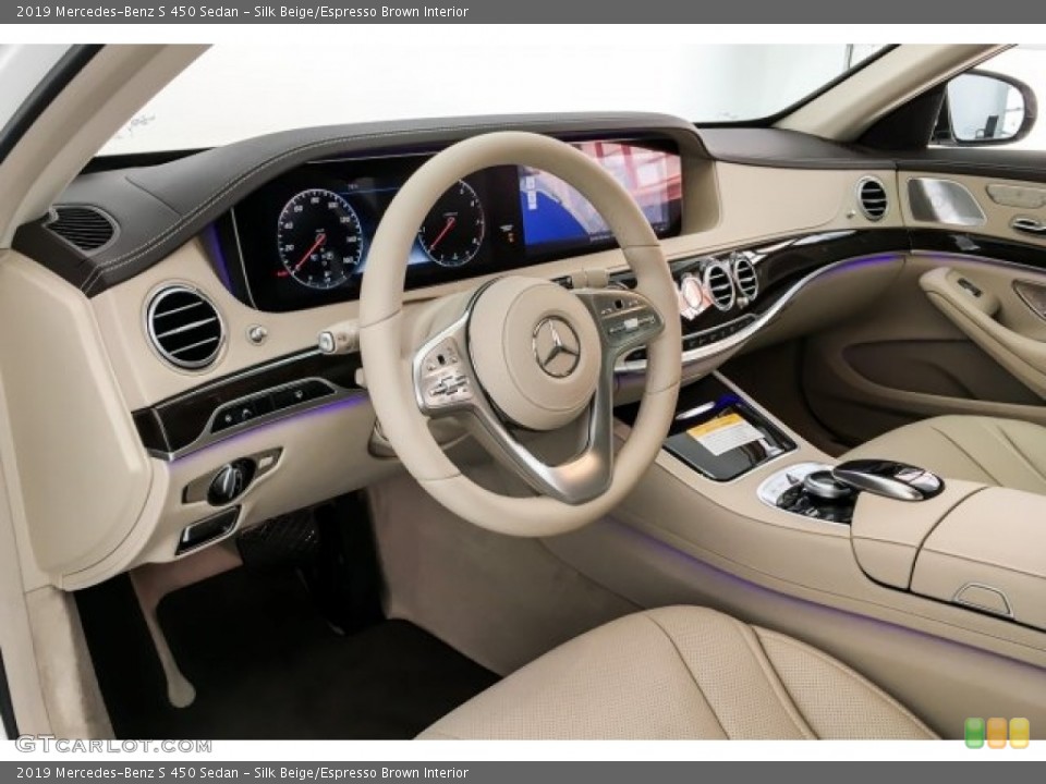 Silk Beige/Espresso Brown Interior Photo for the 2019 Mercedes-Benz S 450 Sedan #129607969