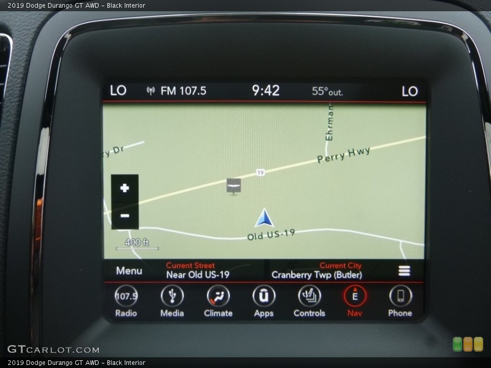 Black Interior Navigation for the 2019 Dodge Durango GT AWD #129635576