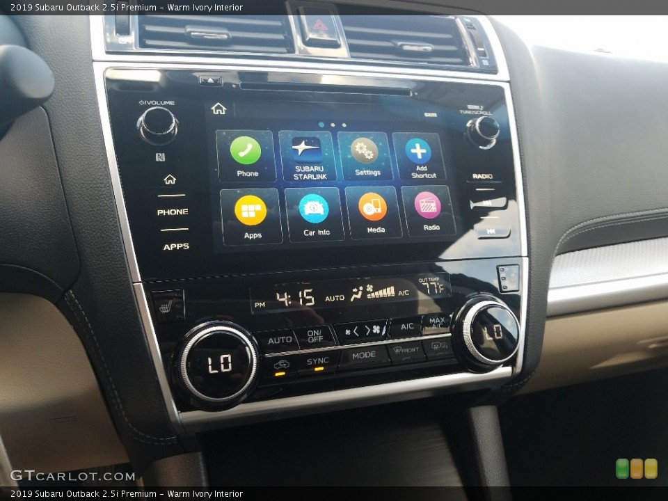 Warm Ivory Interior Controls for the 2019 Subaru Outback 2.5i Premium #129725521