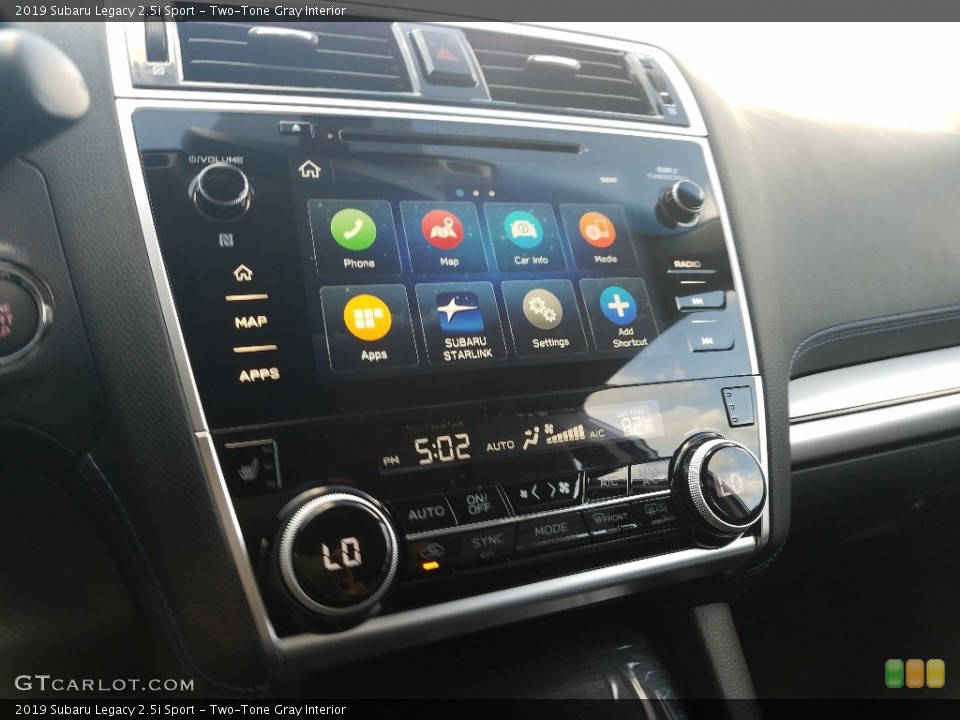 Two-Tone Gray Interior Controls for the 2019 Subaru Legacy 2.5i Sport #129725761