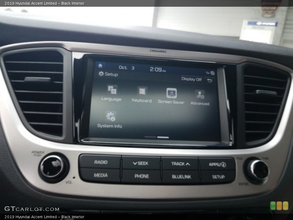 Black Interior Controls for the 2019 Hyundai Accent Limited #129735034