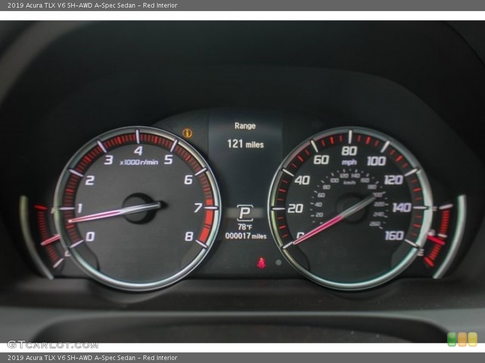 Red Interior Gauges for the 2019 Acura TLX V6 SH-AWD A-Spec Sedan #129745021