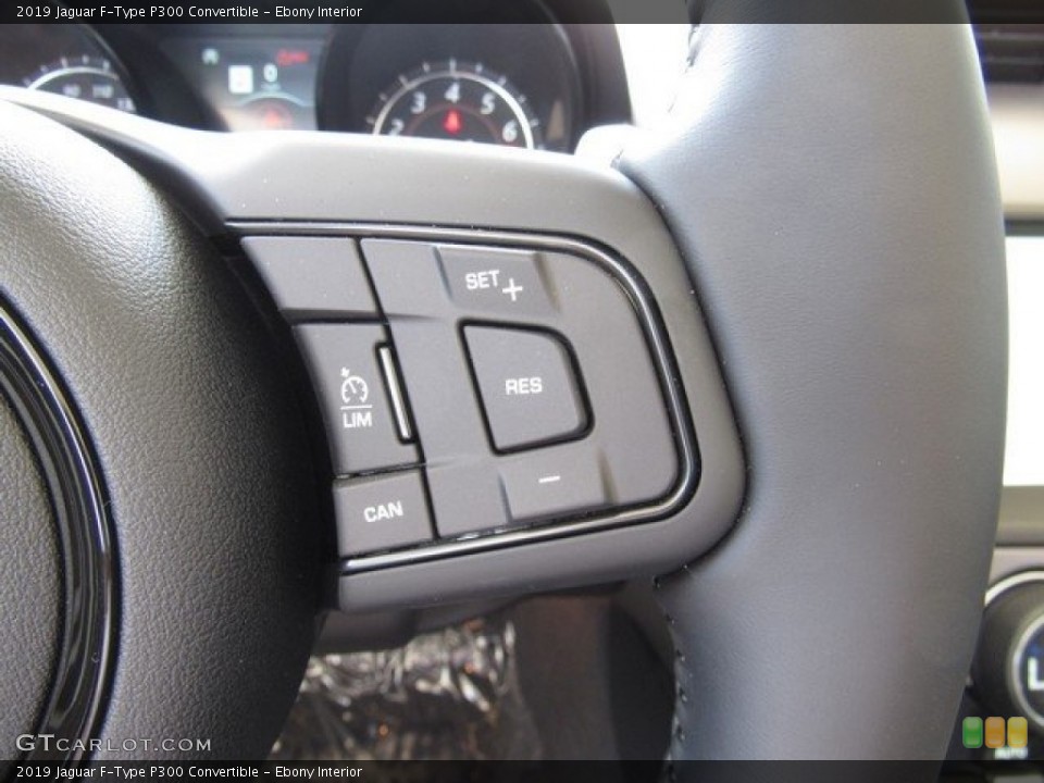 Ebony Interior Steering Wheel for the 2019 Jaguar F-Type P300 Convertible #129793849
