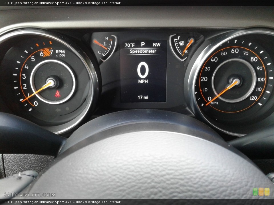 Black/Heritage Tan Interior Gauges for the 2018 Jeep Wrangler Unlimited Sport 4x4 #129813965