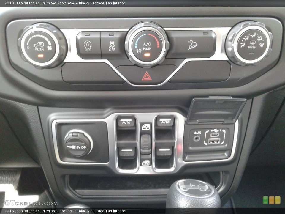 Black/Heritage Tan Interior Controls for the 2018 Jeep Wrangler Unlimited Sport 4x4 #129814034