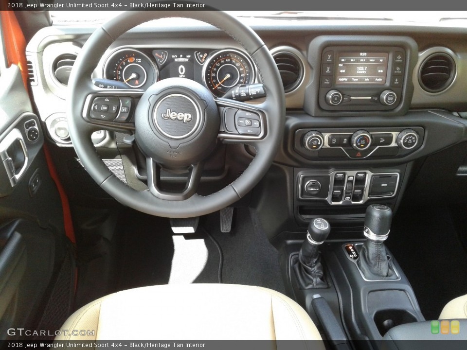 Black/Heritage Tan Interior Dashboard for the 2018 Jeep Wrangler Unlimited Sport 4x4 #129814073