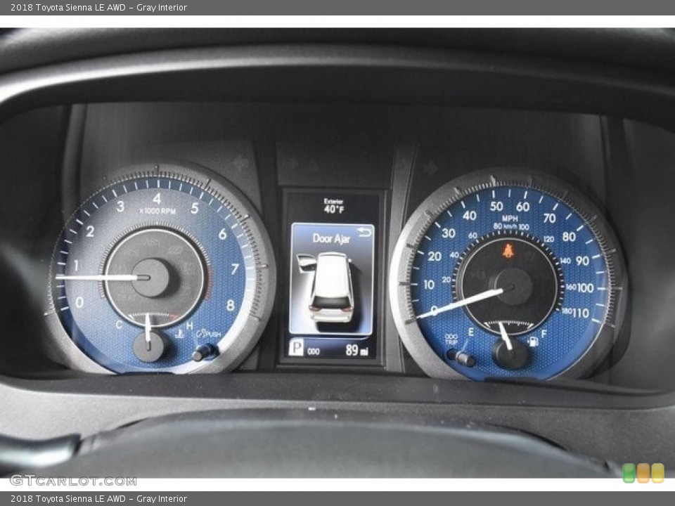 Gray Interior Gauges for the 2018 Toyota Sienna LE AWD #129822208